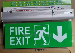 Illuminated Led Fire Exit Sign With A Brushed Housing Acrylic Panel.