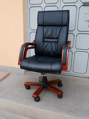 High-Back Executive Office Chair - Black Leather