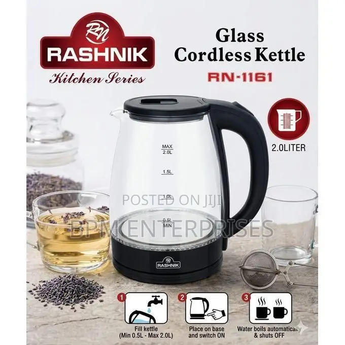 Rashnik Rn-1161 Glass Cordless Kettle