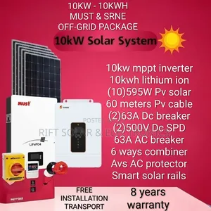10kva - 10kwh Lithium -(10)595w Panels Free Installation Transport