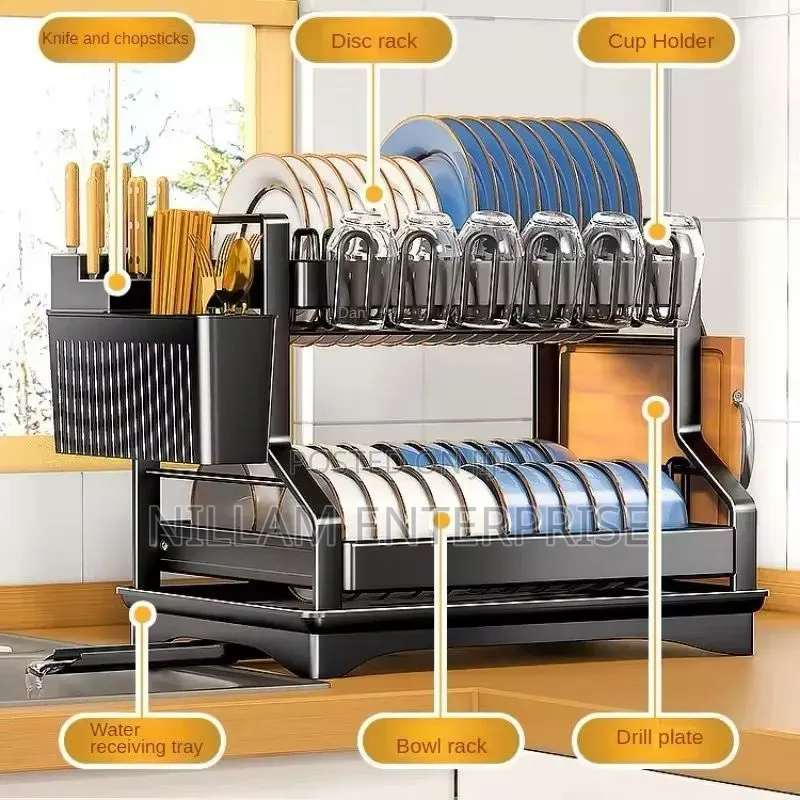 2-Tier Carbon Steel Dish Drying Rack