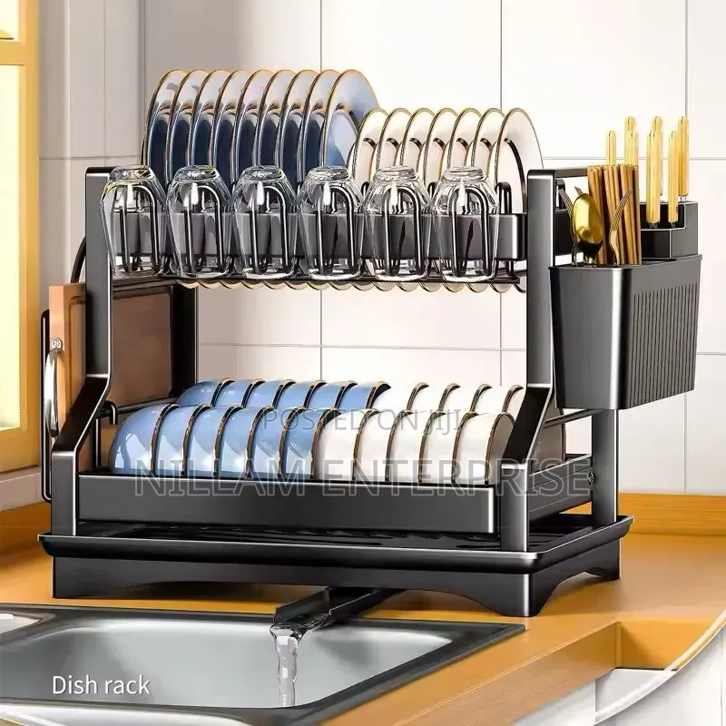 2-Tier Carbon Steel Dish Drying Rack
