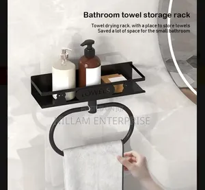 Bathroom Towel Rack With Storage Shelf