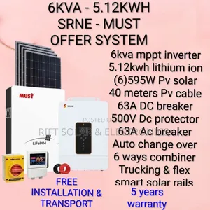 6kva - 5.12kwh Lithium -(6)595w Solar - Free Installation Transport