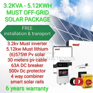 3.2kv - 5.12kwh Lithium -(6)575w Solar - Free Installation Transport