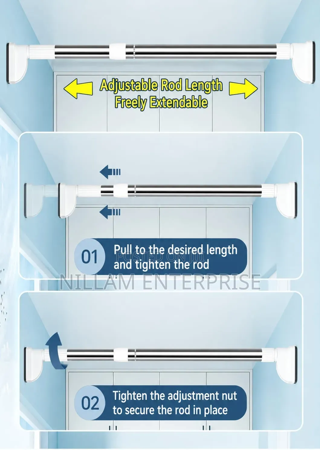 Multipurpose Extendable Telescopic Rod .