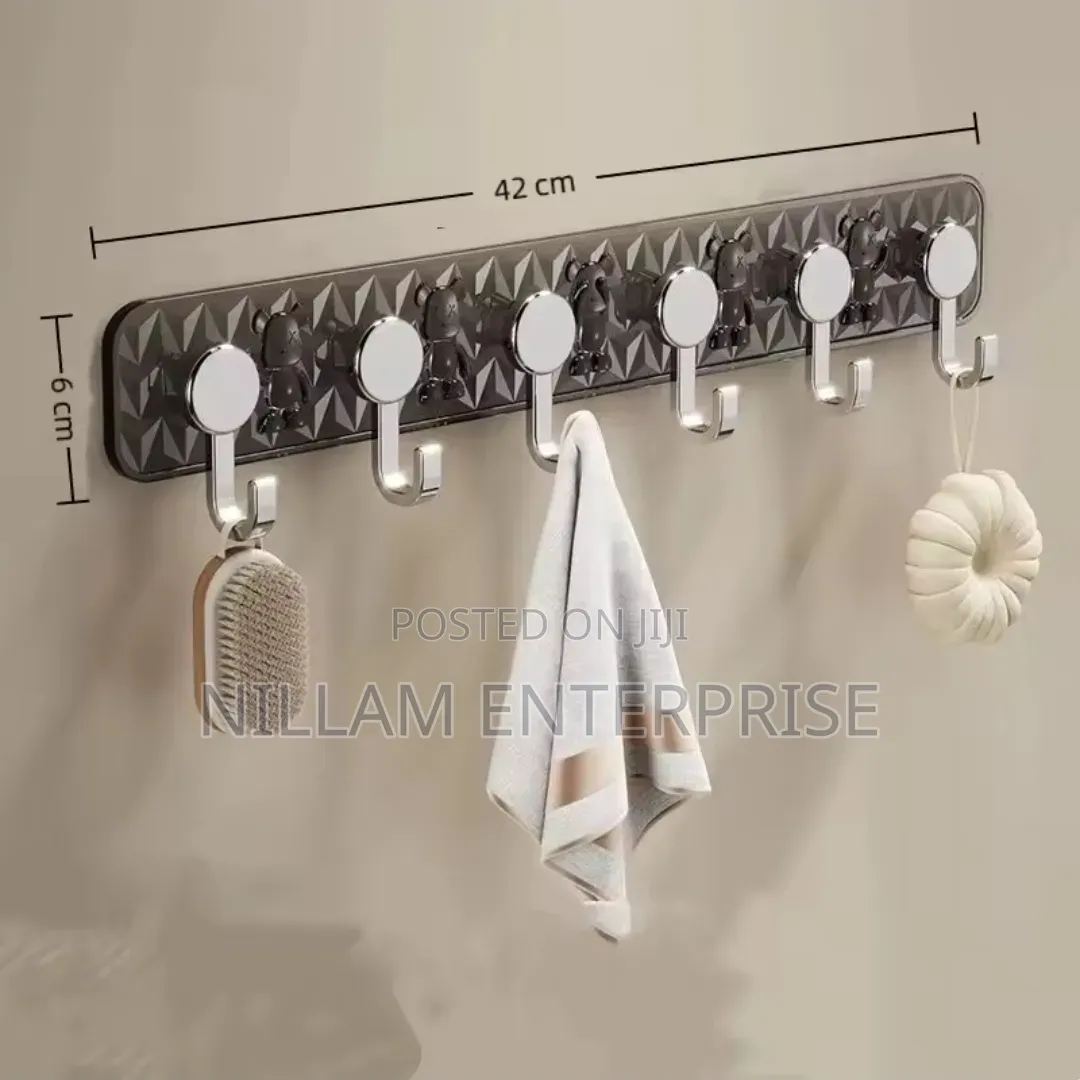 Strong Wall-Mounted Hook Rack (6 Hooks)