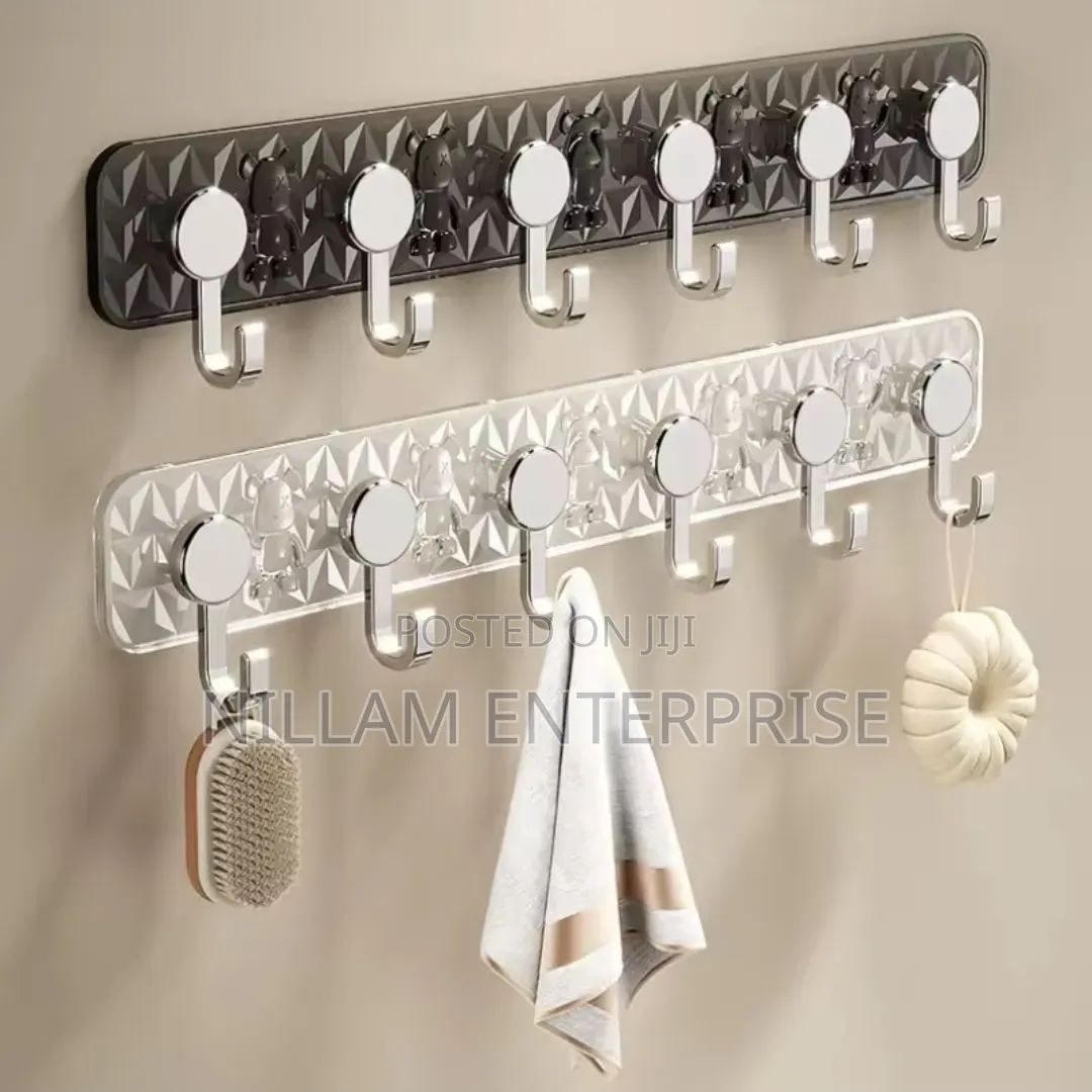 Strong Wall-Mounted Hook Rack (6 Hooks)