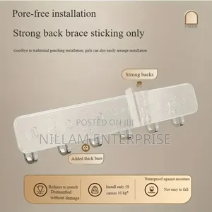 Strong Wall-Mounted Hook Rack (6 Hooks)