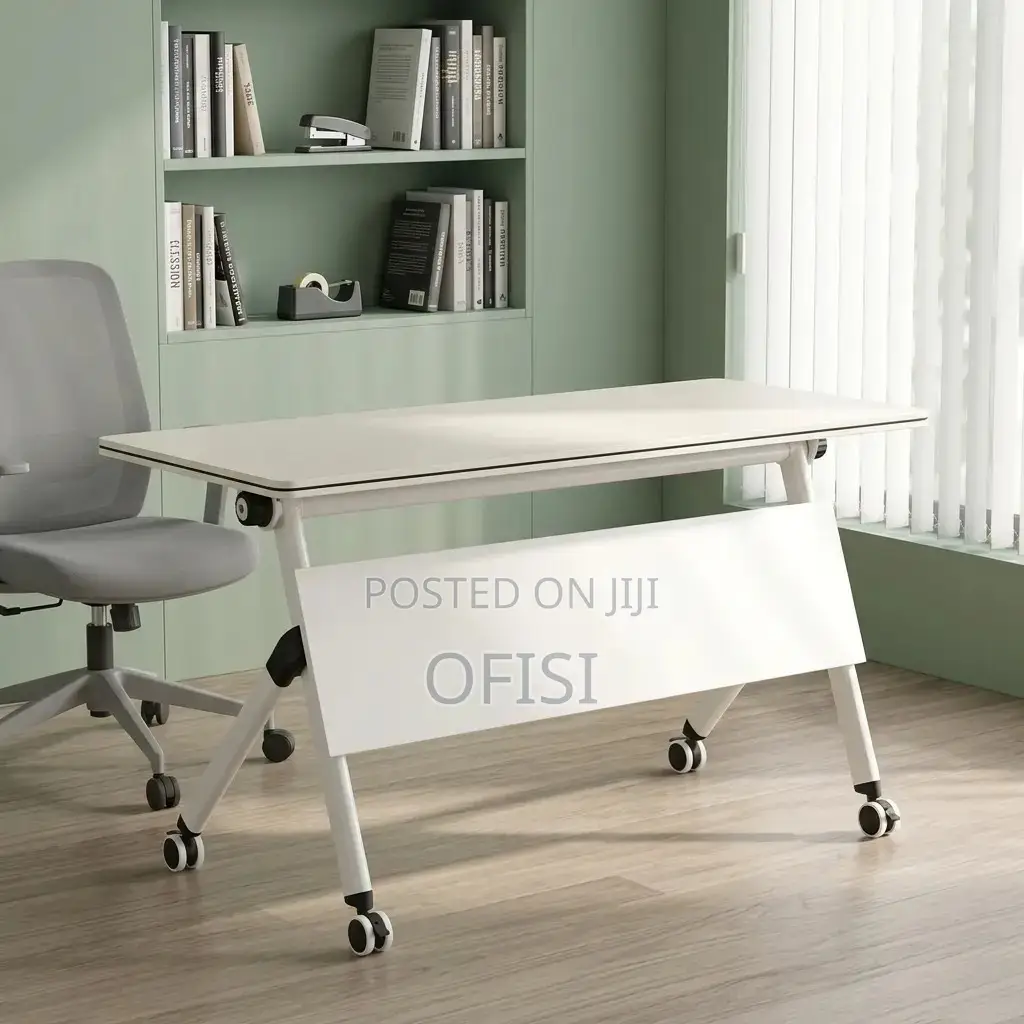Foldable Table; 1.2m Movable Foldable Conference Table With Wheels