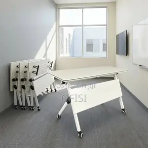 Foldable Table; 1.2m Movable Foldable Conference Table With Wheels