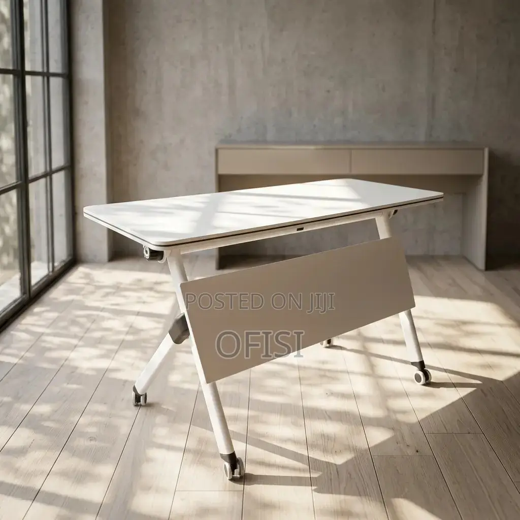 Foldable Table; 1.2m Movable Foldable Conference Table With Wheels