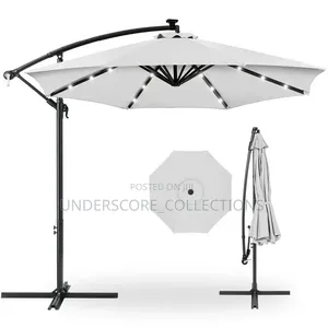 10ft Solar Offset Umbrella With Led Lights for Evening Illumination.