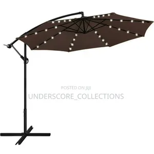 10ft Solar Offset Umbrella With Led Lights for Evening Illumination.