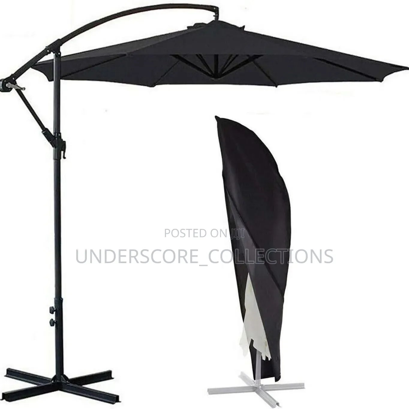 10ft Solar Offset Umbrella With Led Lights for Evening Illumination.