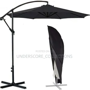 10ft Solar Offset Umbrella With Led Lights for Evening Illumination.