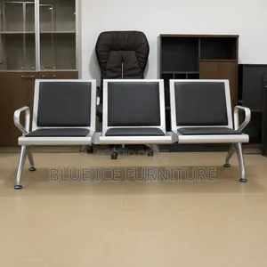 Black 3 Seater Waiting Bench