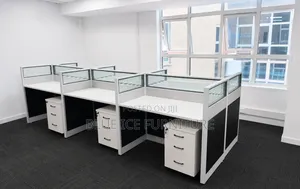 Imported 4 Way Cubicle Workstation Desk With Lockable Side Drawer