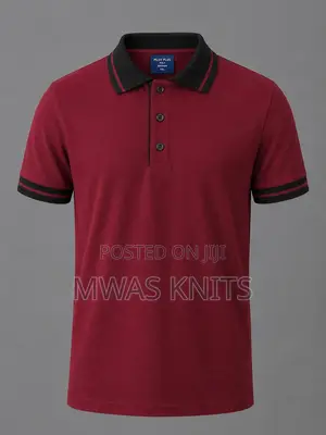 Maroon Collar Black Polo Tshirt Fashion Cotton