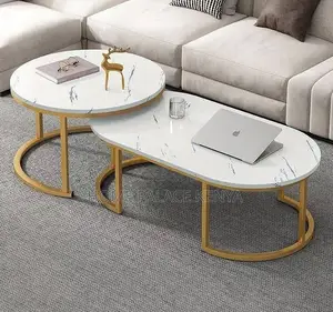 Nesting Table: Round Oval Nesting Coffee Tables With Metal Frame