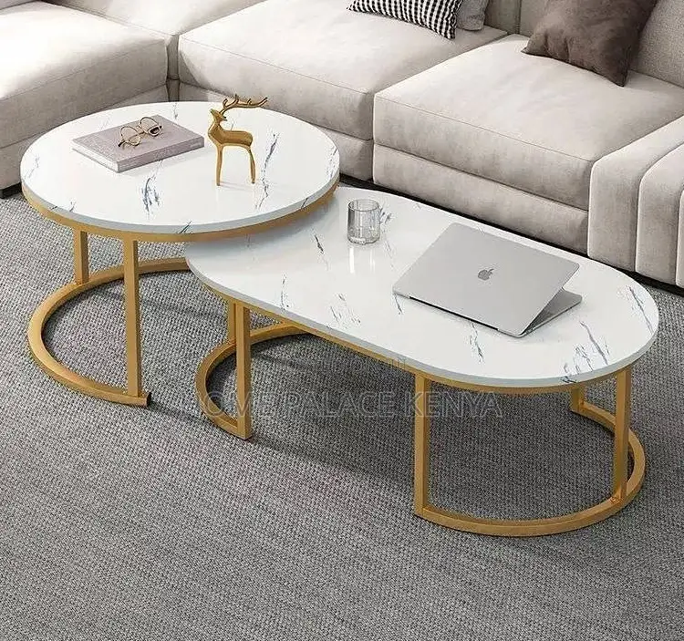 Nesting Table: Round Oval Nesting Coffee Tables With Metal Frame