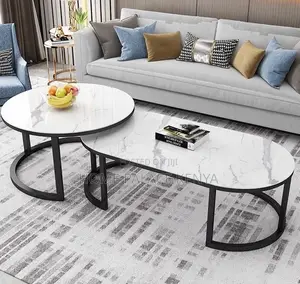 Nesting Table: Round Oval Nesting Coffee Tables With Metal Frame