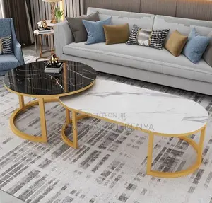 Nesting Table: Round Oval Nesting Coffee Tables With Metal Frame