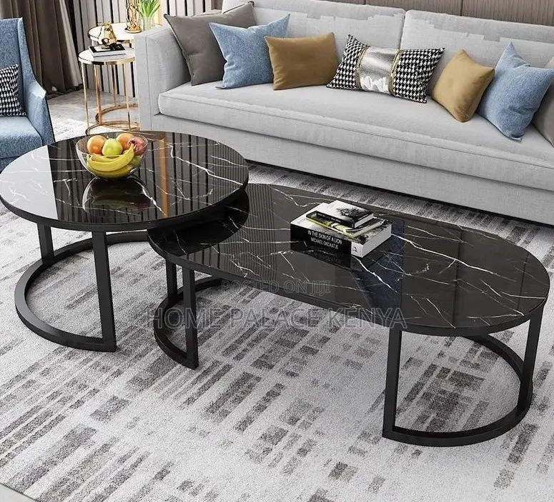 Nesting Table: Round Oval Nesting Coffee Tables With Metal Frame