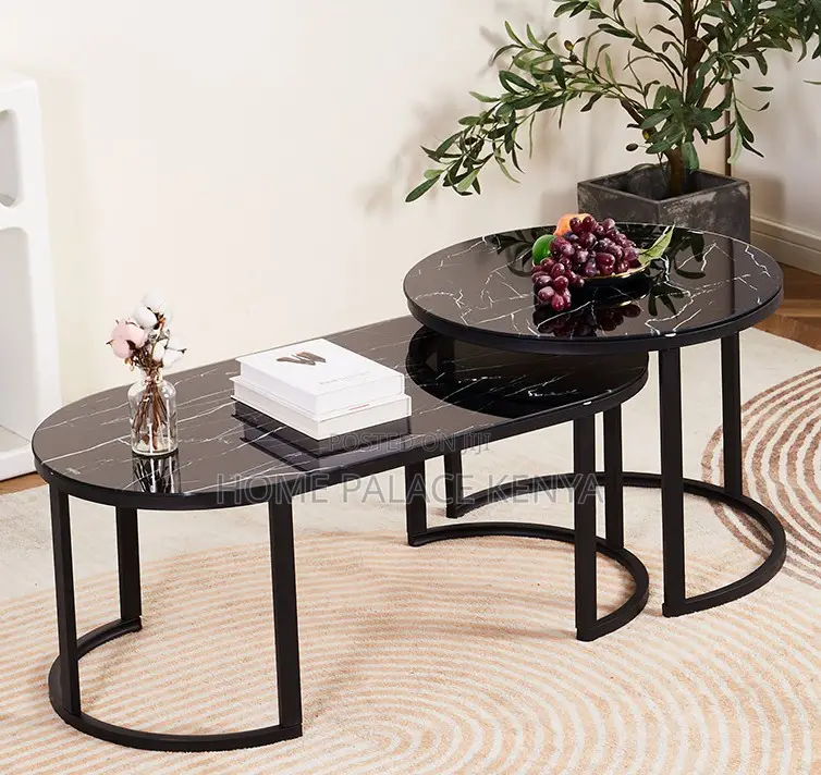 Nesting Table: Round Oval Nesting Coffee Tables With Metal Frame