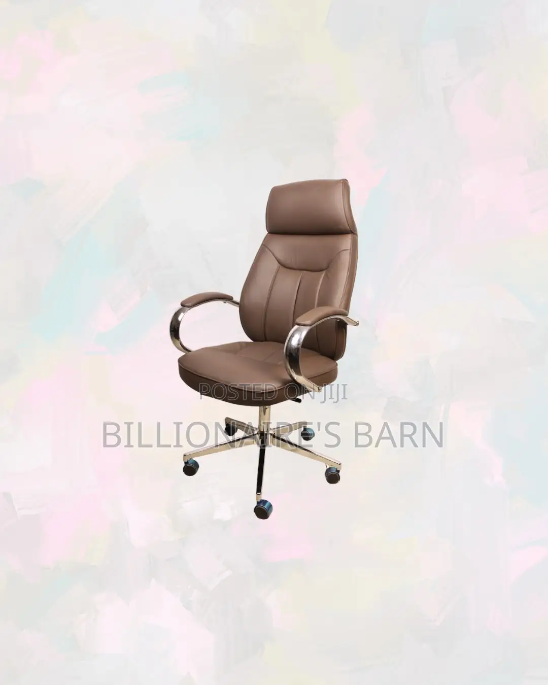 Practical Brown Executive Leather Chair High Back for Work From Home