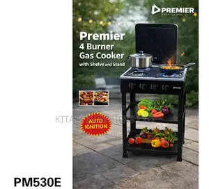 Premier 4 Burner Gas Cooker With Stand Shelf Heavy Duty Table To
