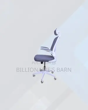 White Ergonomic Office Chair With Headrest for Work From Home