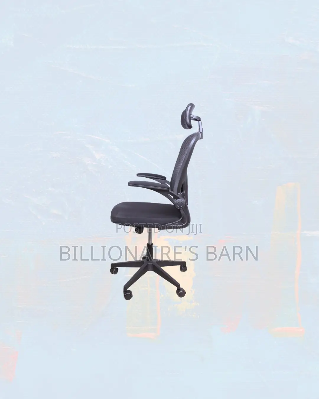 Practical Grey Ergonomic Office Chair With Headrest, Shared Office Use
