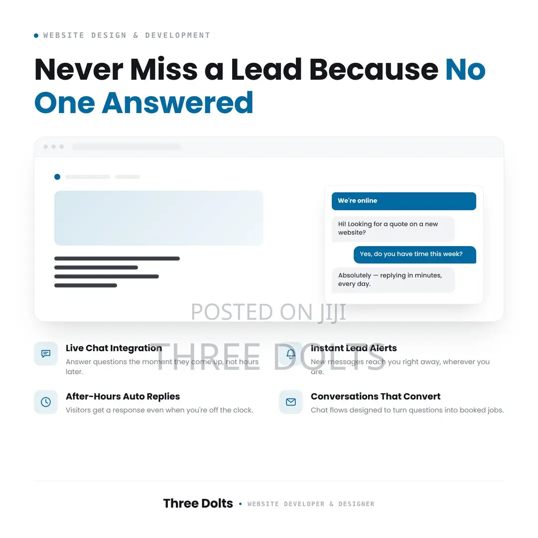 Website Design With Live Chat for Faster Lead Response