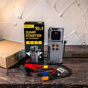 Portable 10-in-1 Car Jump Starter Digital Air Compressor Inflator