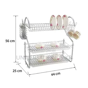 3-level Dish Storage Rack With Drain Tray Utensil Holder