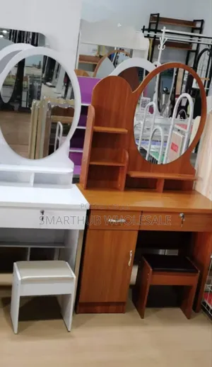 White Executive Dressing Table in White and Brown