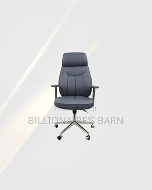 Practical Grey Executive Leather Chair High Back for Shared Office Use