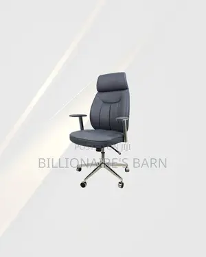 Practical Grey Executive Leather Chair High Back for Shared Office Use