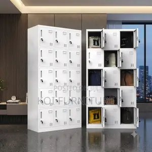 Office Cabinet; 15 Lockers Gray Personal and Office Storage Cabinet