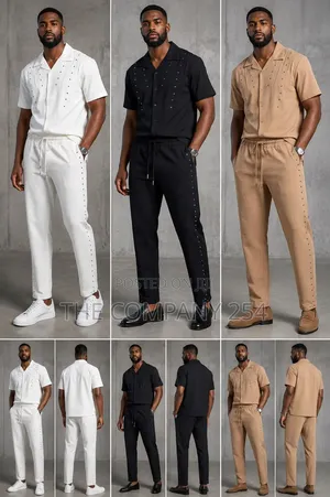 Quality Casual Designer 2 Piece Short Sleeved Shirts and Trousers