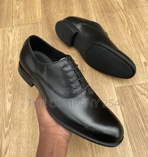 Quality Rubber Sole Leather Laced Official Oxford Plain Leather Shoe