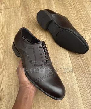 Quality Rubber Sole Leather Laced Official Oxford Plain Leather Shoe