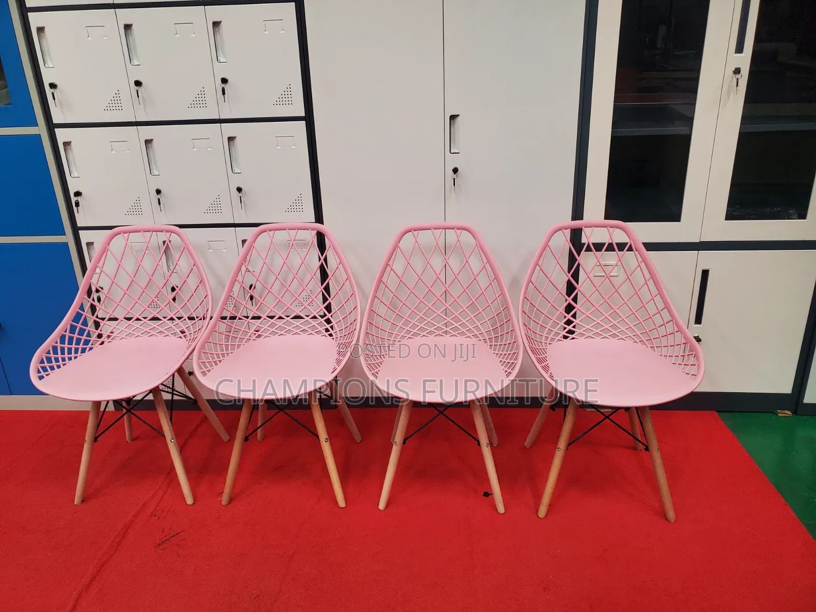 Pink Eames Mesh Pattern Back Chair