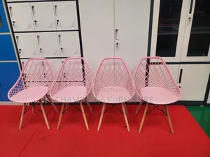 Pink Eames Mesh Pattern Back Chair