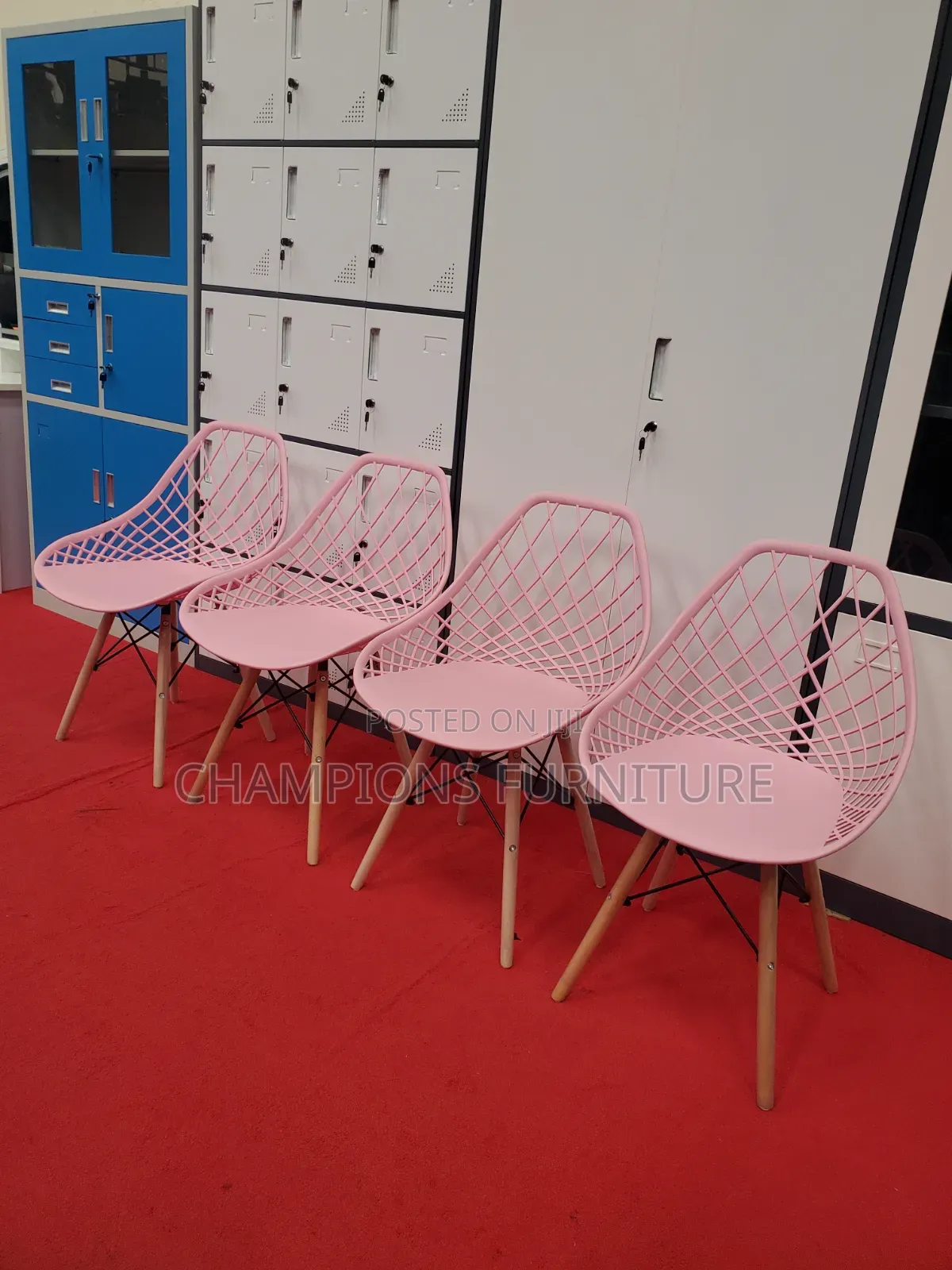 Pink Eames Mesh Pattern Back Chair