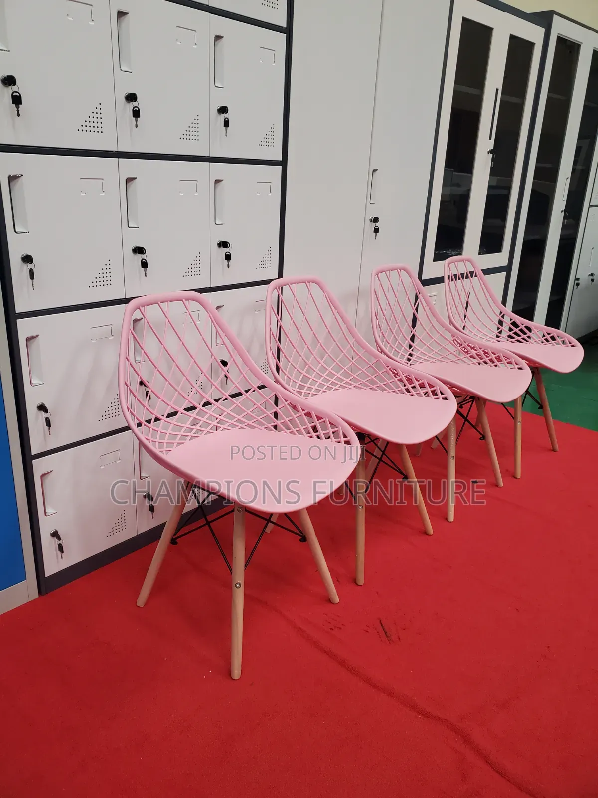 Pink Eames Mesh Pattern Back Chair