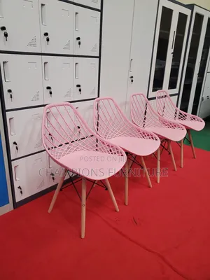 Pink Eames Mesh Pattern Back Chair
