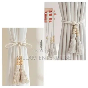 Curtain Tieback With Wooden Beads and Elegant Tassels
