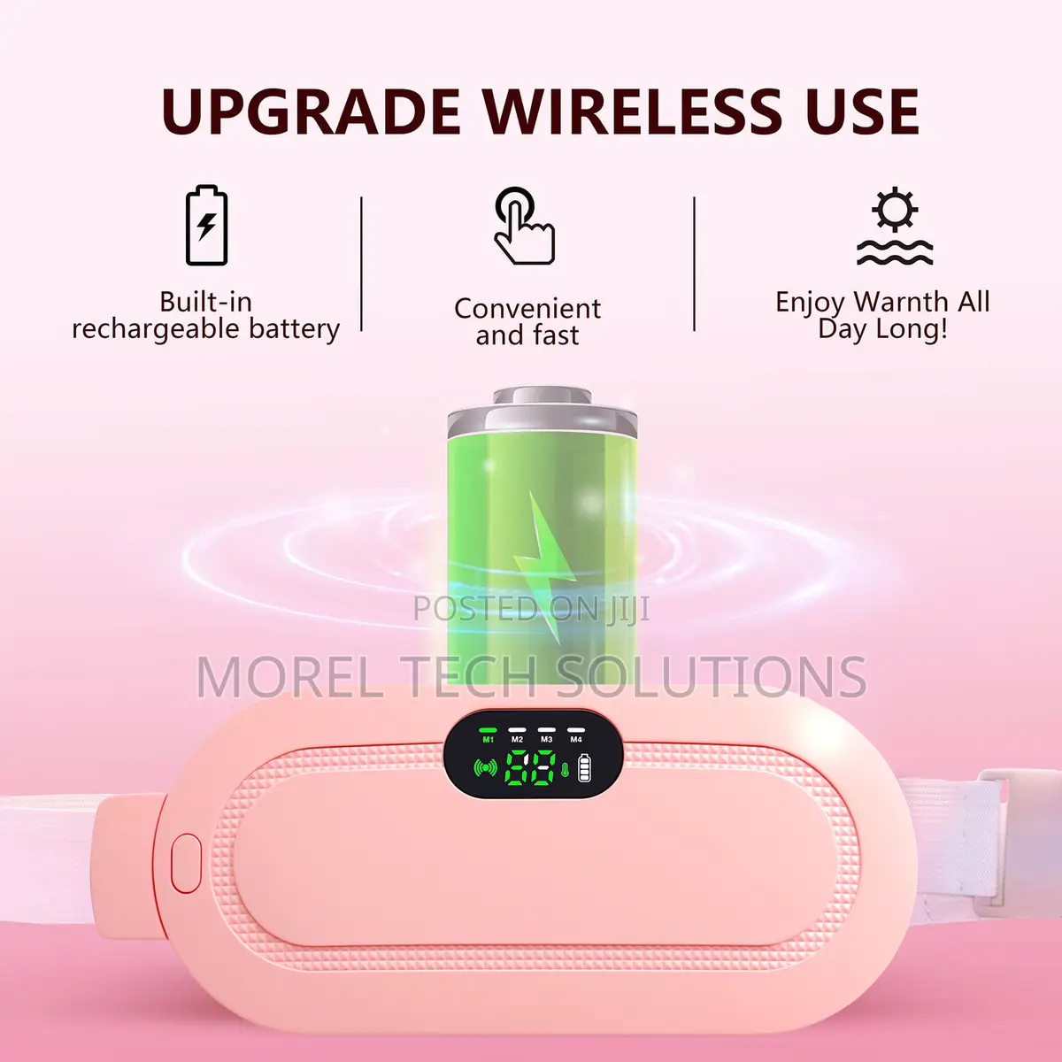 Cordless Menstrual Heating Pad Smart Vibration Cramp Relief Massage